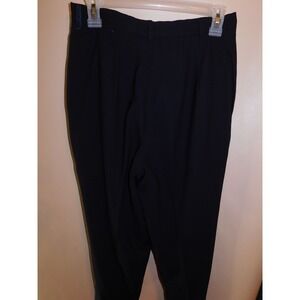 Talbots Women Classic Straight Pleated Pants Black Petite Size 8P Wool